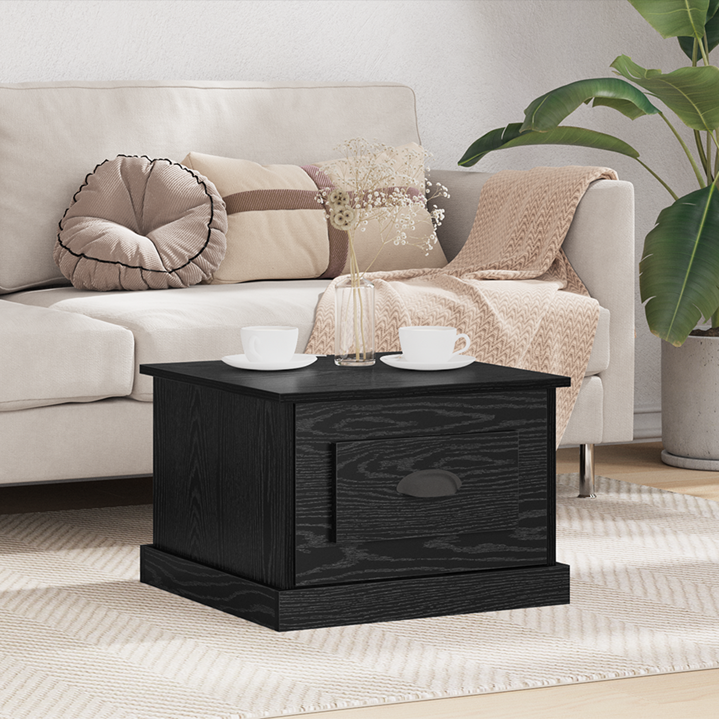 Coffee Table Black Oak 50 x 50 x 35 cm Engineered Wood