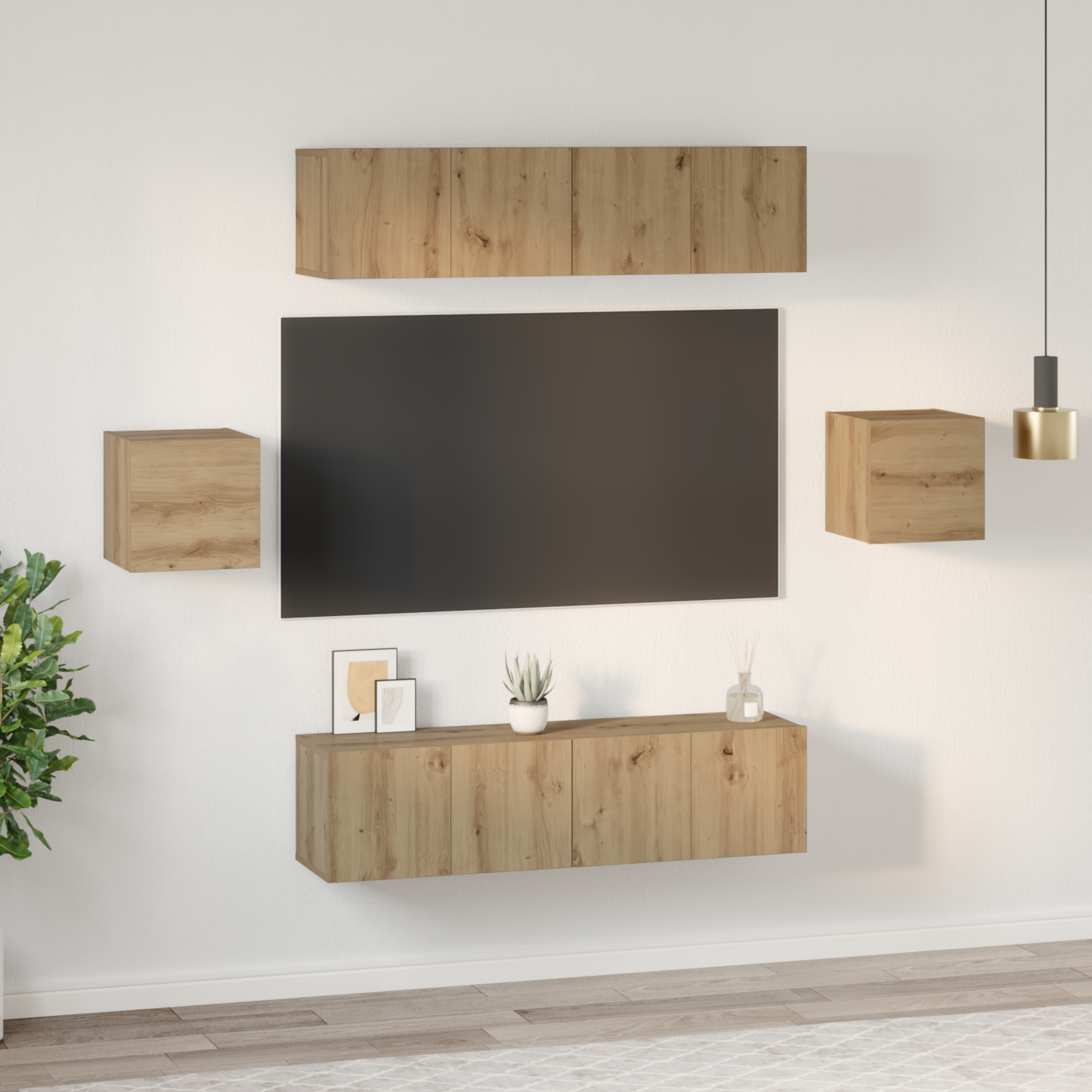 TV Cabinet Set Wall-mounted 6 pcs Artisan Oak Engineered Wood