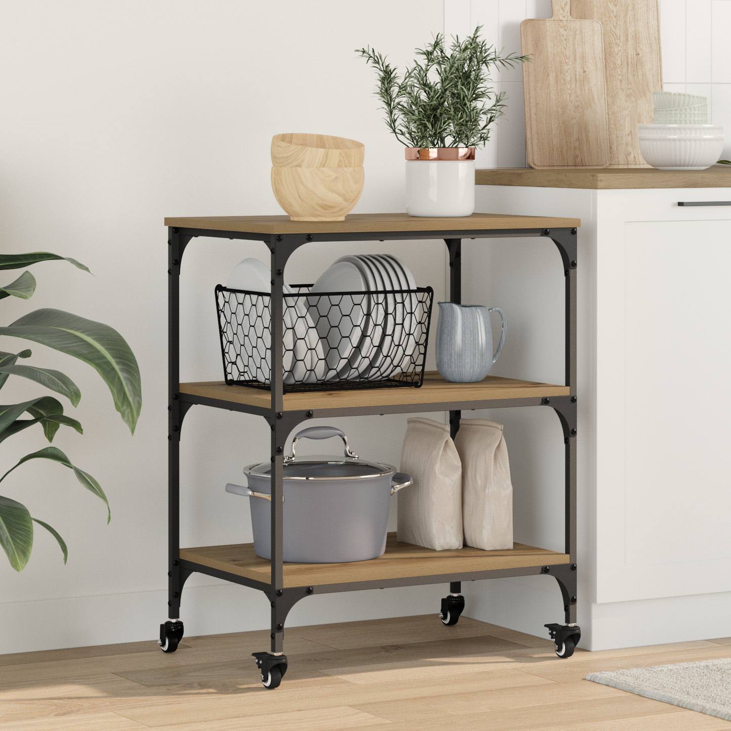 Kitchen Trolley Artisan Oak 60 x 41 x 76 cm Engineered Wood