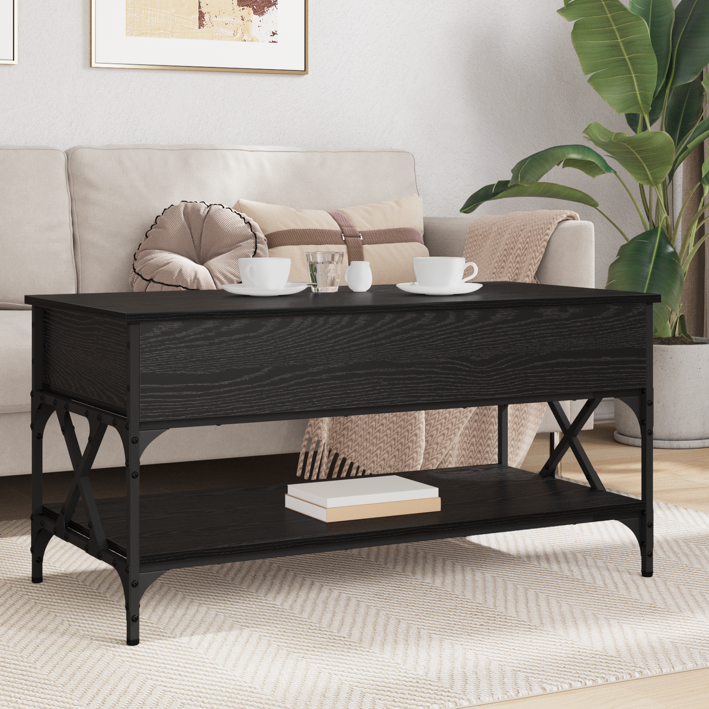 Coffee Table Black Oak 100 x 50 x 50 cm Engineered Wood