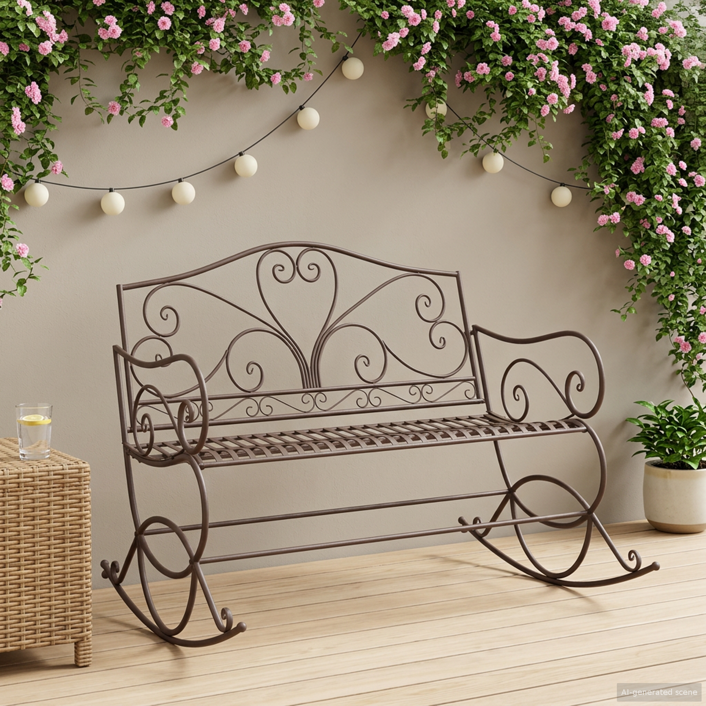 Garden Bench Antique Brown Steel