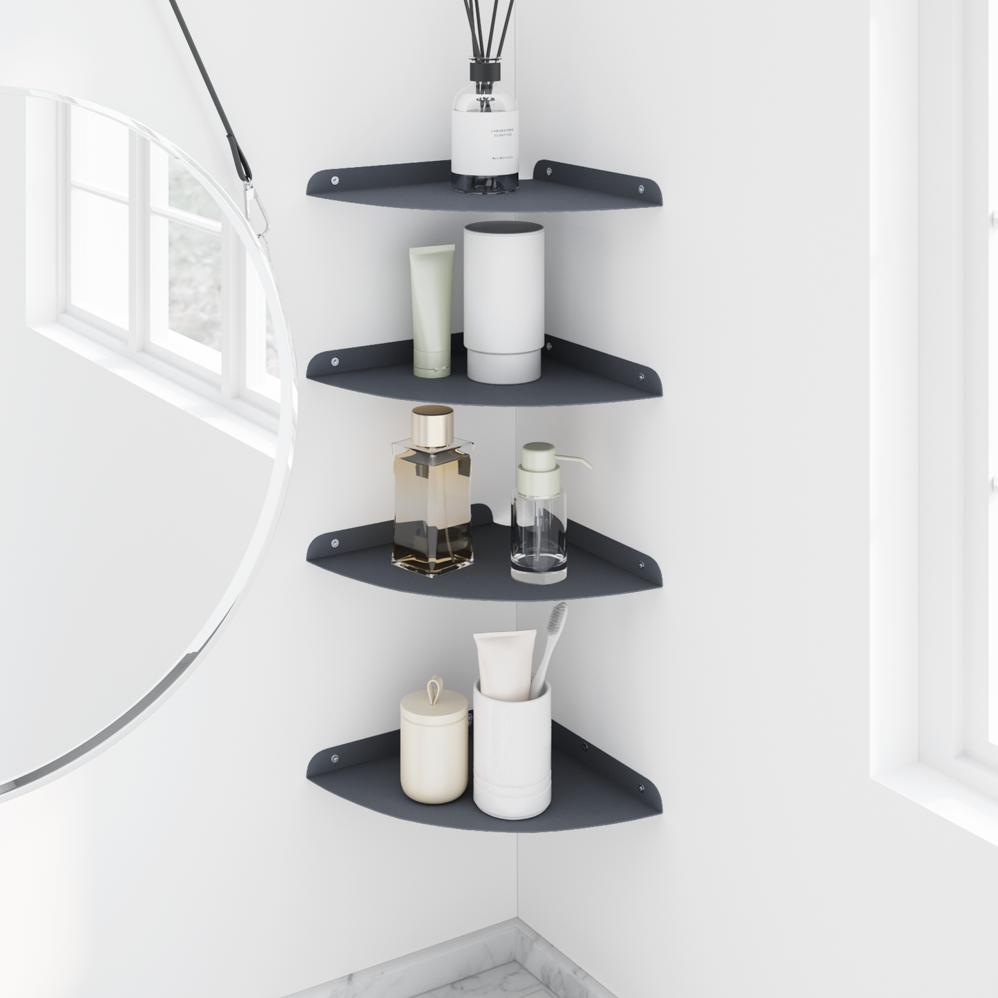 Corner Floating Shelf Corner Mount 4 pcs Anthracite