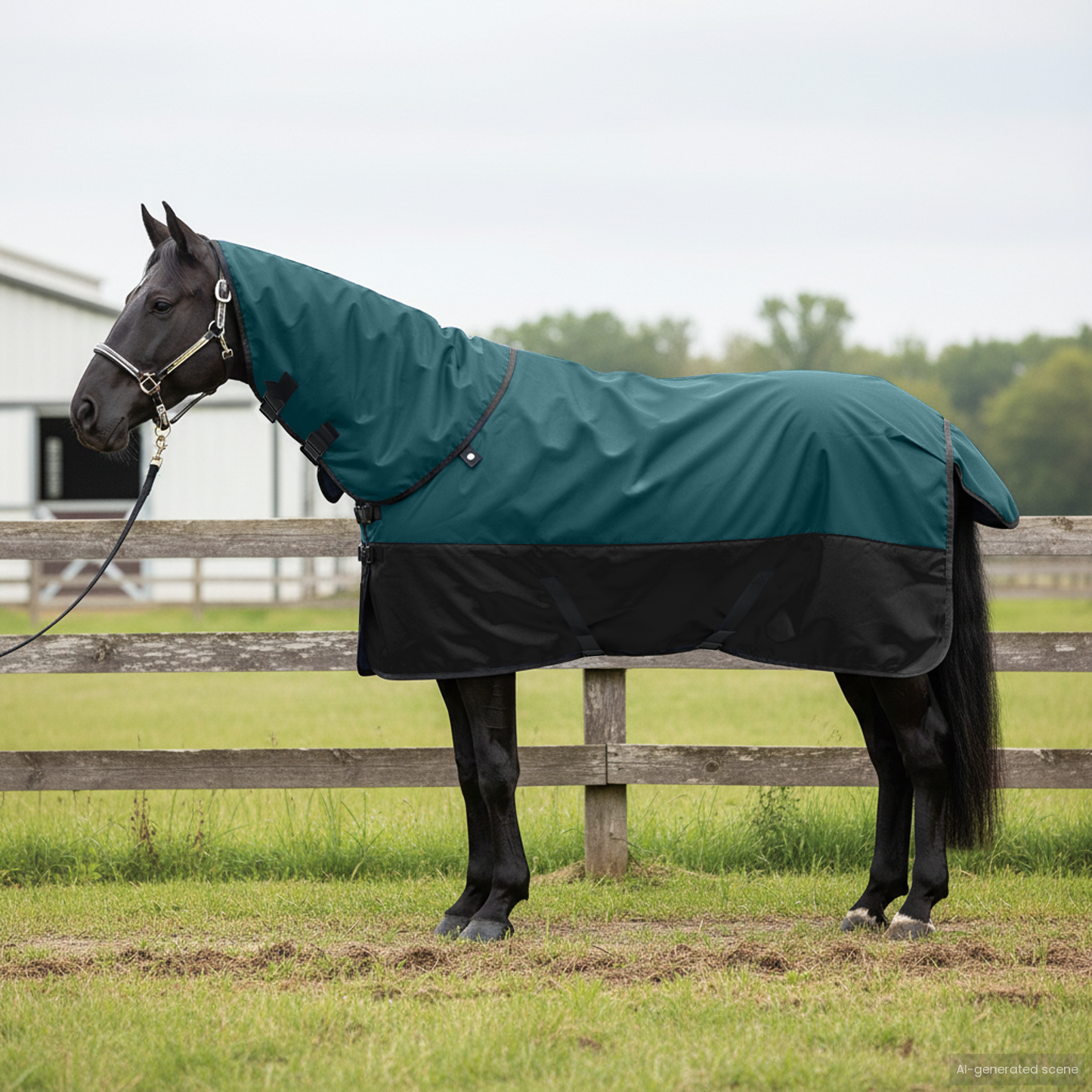 Horse Blanket Dark Green and Black 165 cm Polyester