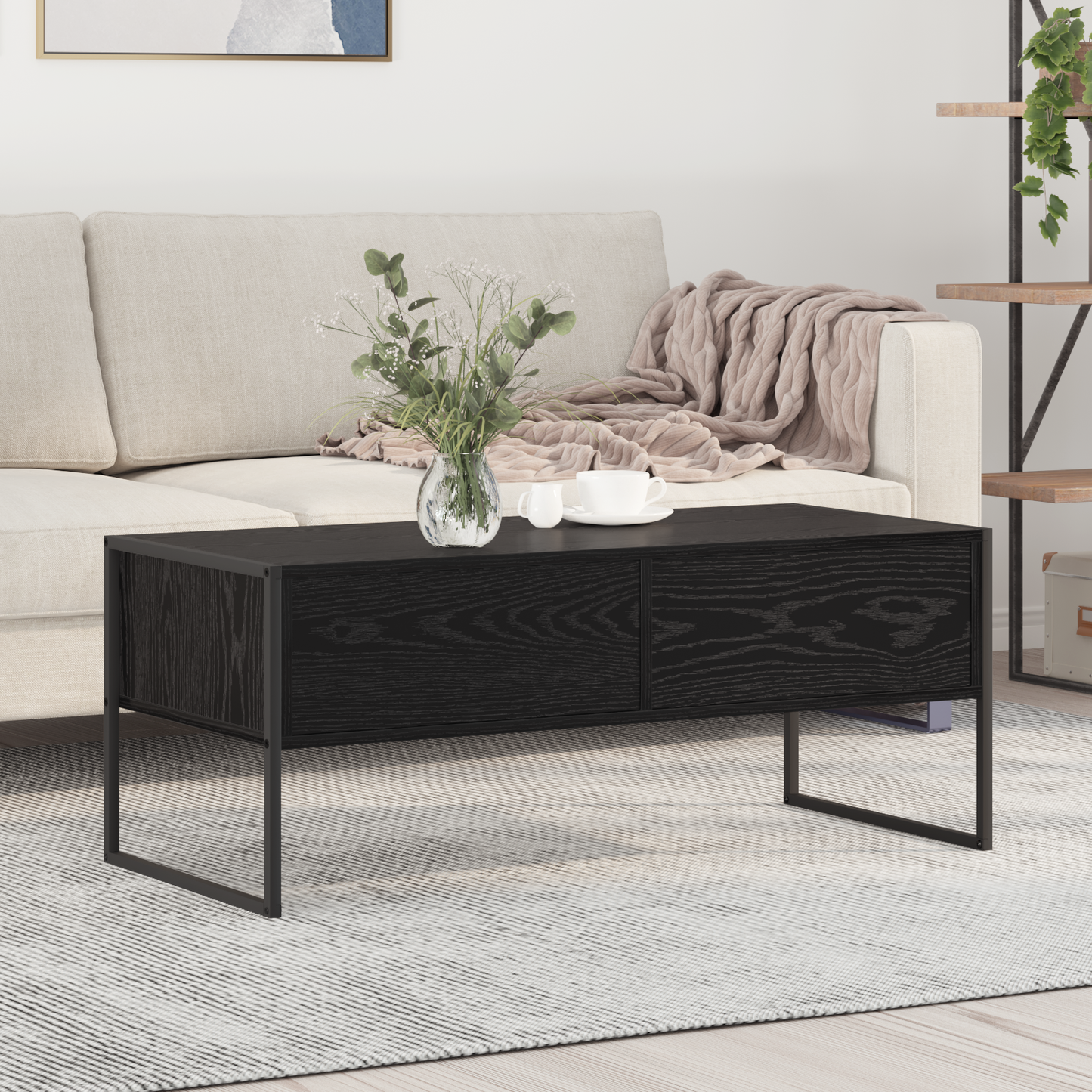 Coffee Table Black Oak 100 x 46 x 40 cm Engineered Wood