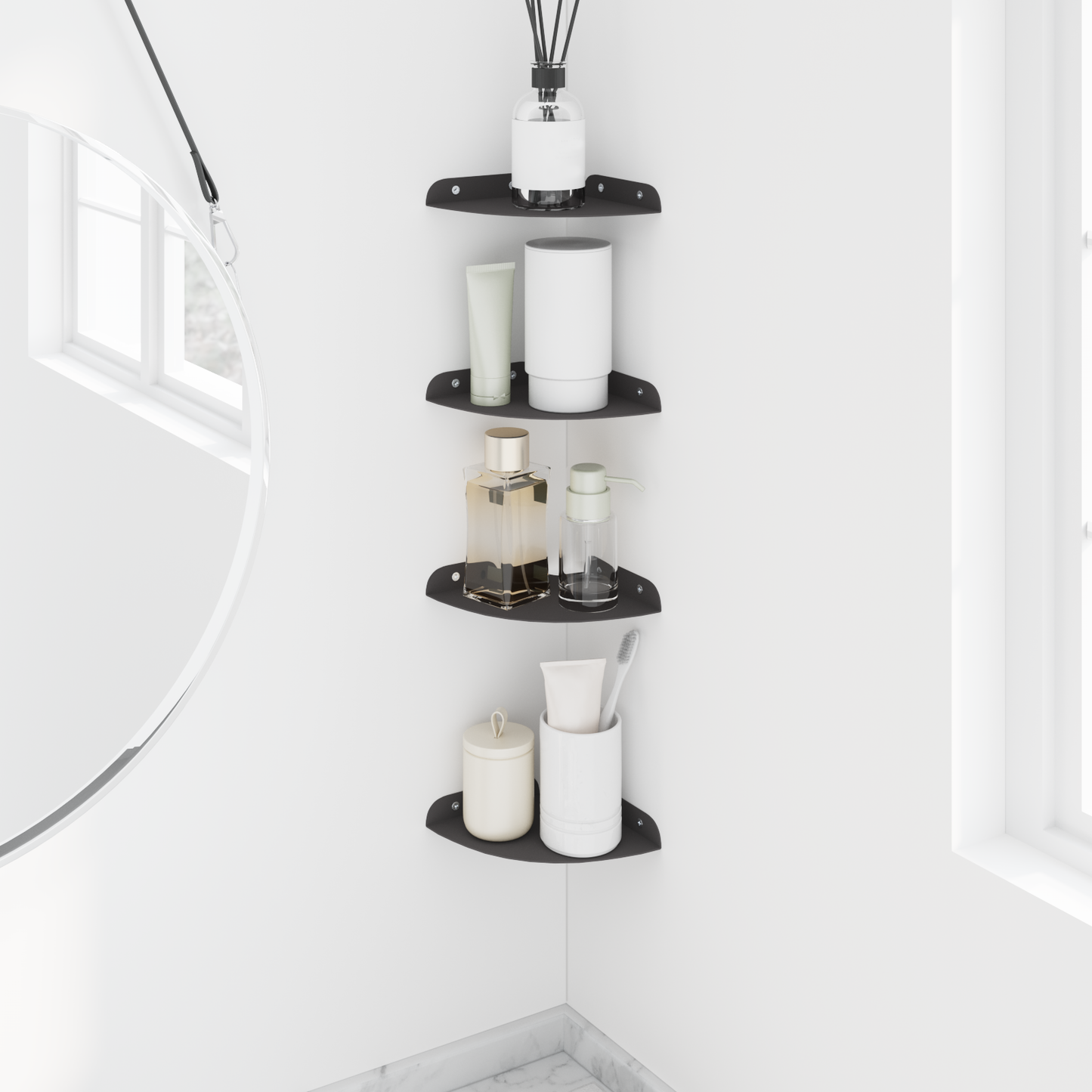 Floating Shelf with Shelf 4 pcs Black 15 x 15 x 2 cm
