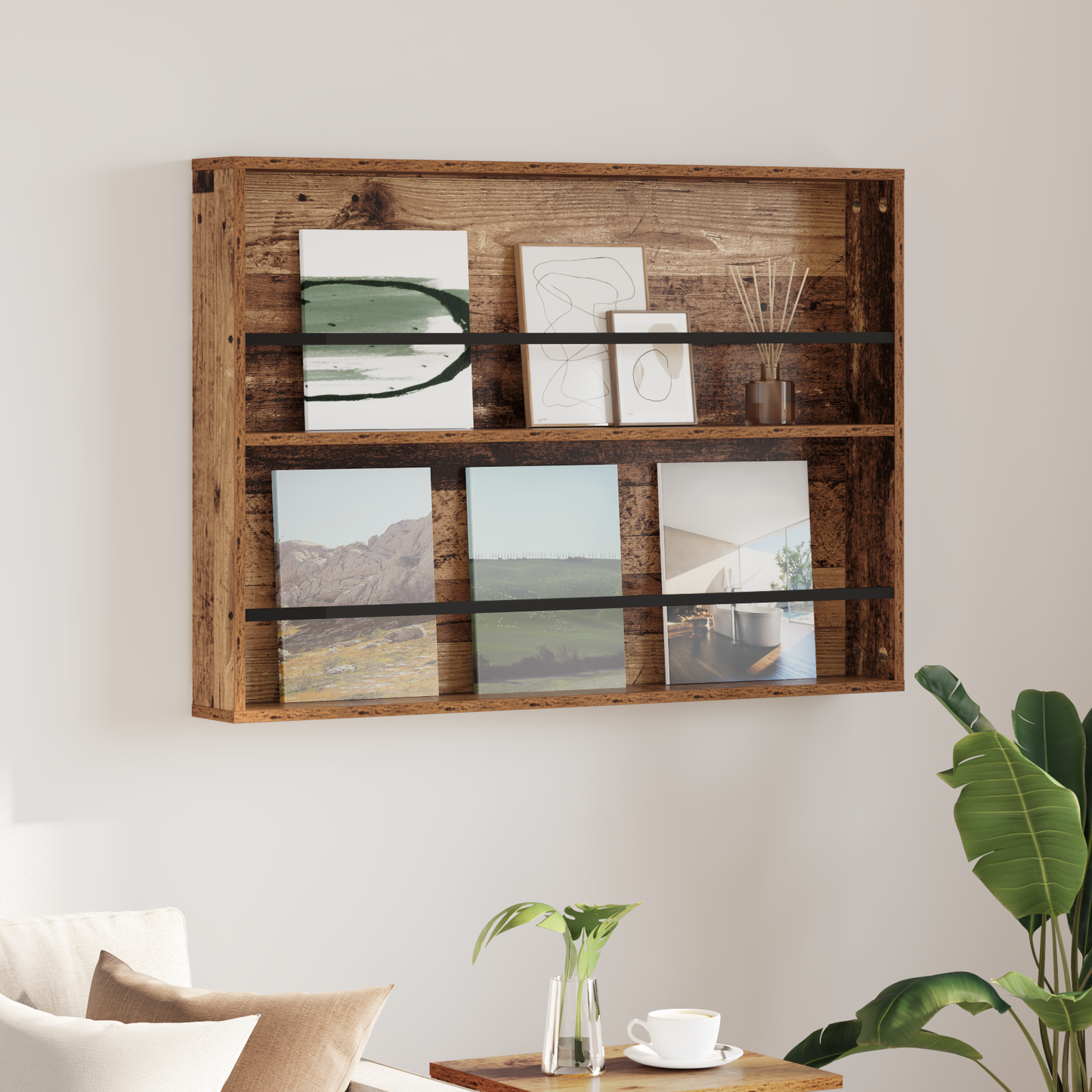 Magazine Rack Old Wood 100 x 12 x 70 cm Engineered Wood