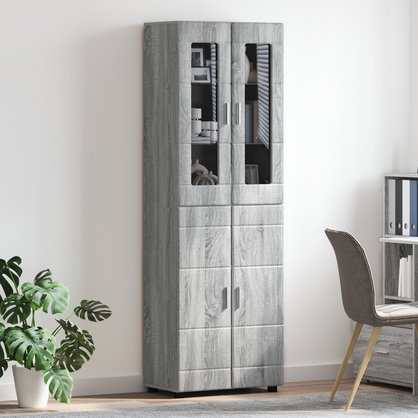 Highboard FLORIN Grey Sonoma 60 x 35 x 182 cm Engineered Wood
