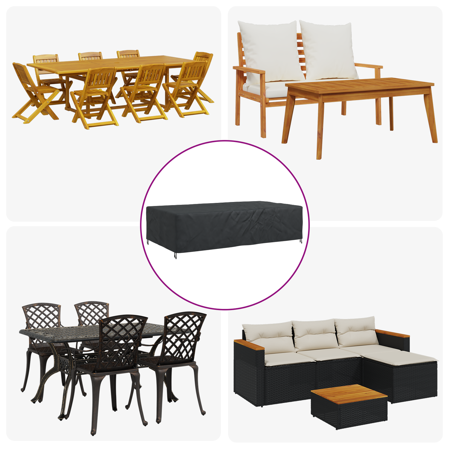 Furniture Cover Plain Black 305 x 190 x 85 cm 600D