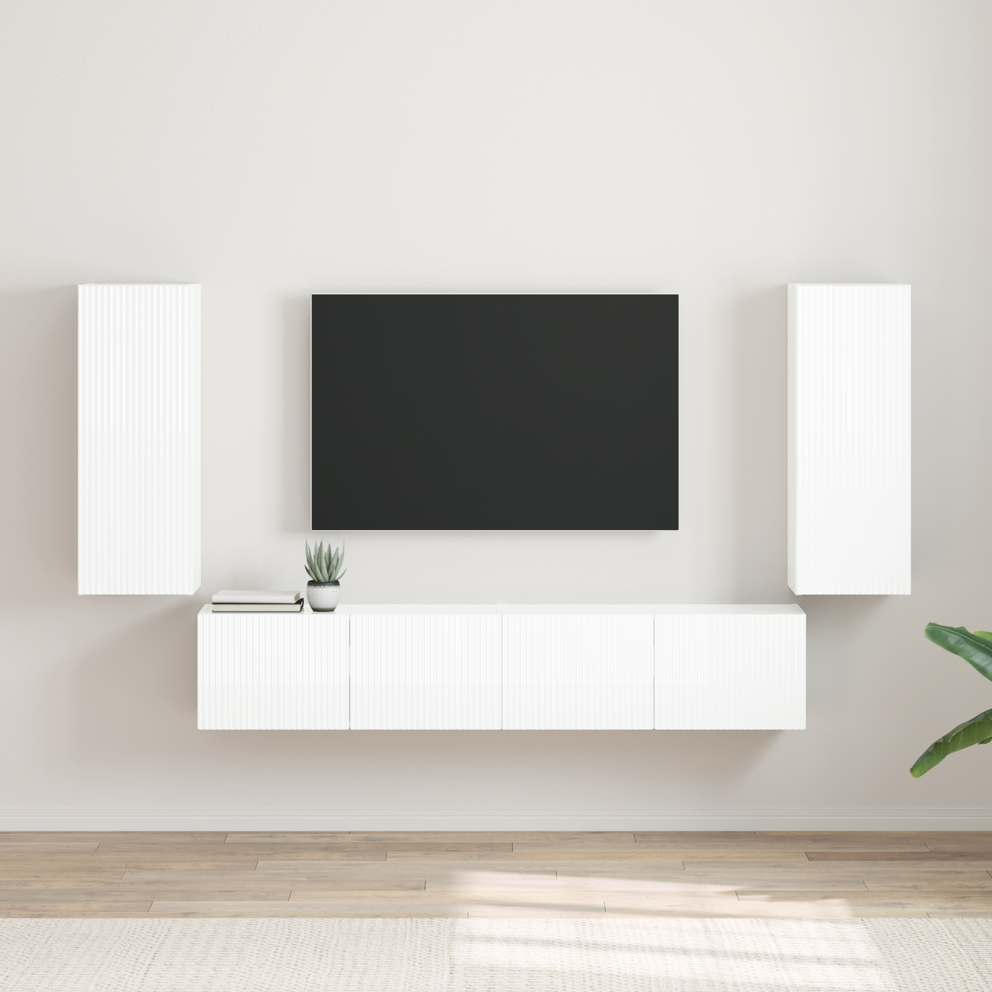 TV Wall Cabinet Wall-mounted 2 pcs Gloss White 30 x 31 x 80 cm