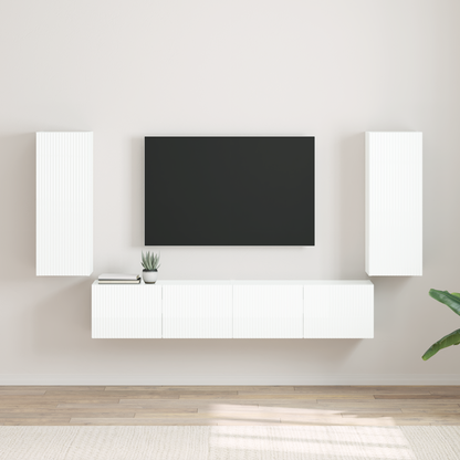 TV Wall Cabinet Wall-mounted 2 pcs Gloss White 30 x 31 x 80 cm