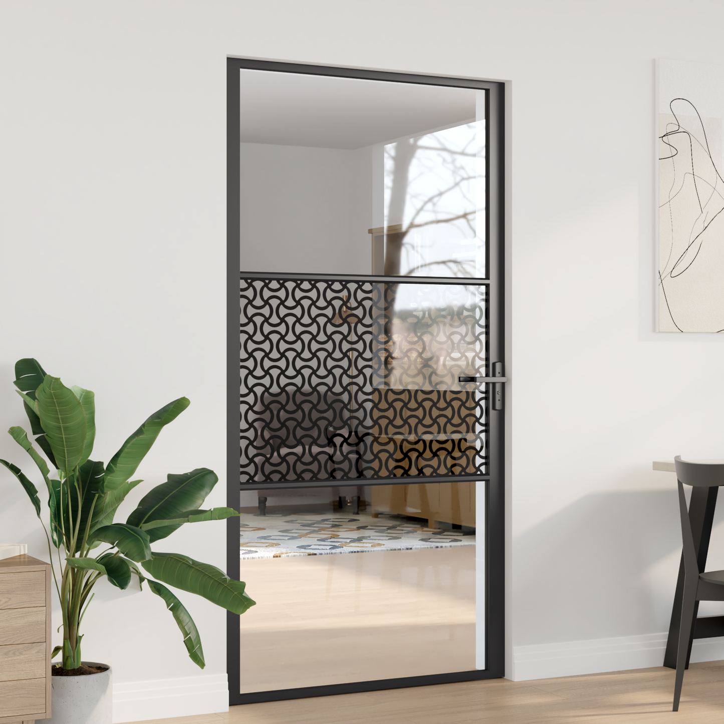 Glass Door Fretwork Black 102.5 x 3.5 x 201.5 cm Aluminium