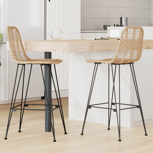 Bar Chair 2 pcs 44 x 52 x 111 cm Rattan and Iron