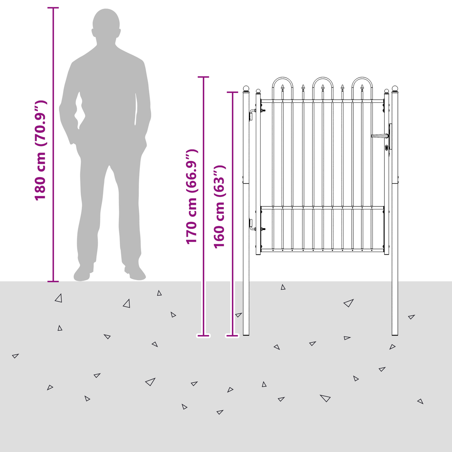 Fence Gate HORST 100 x 125 cm Metal Black Lockable
