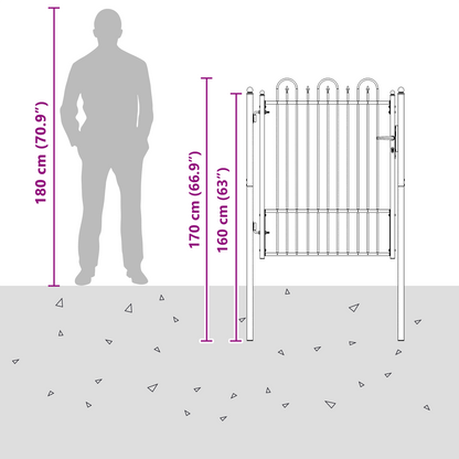Fence Gate HORST 100 x 125 cm Metal Black Lockable