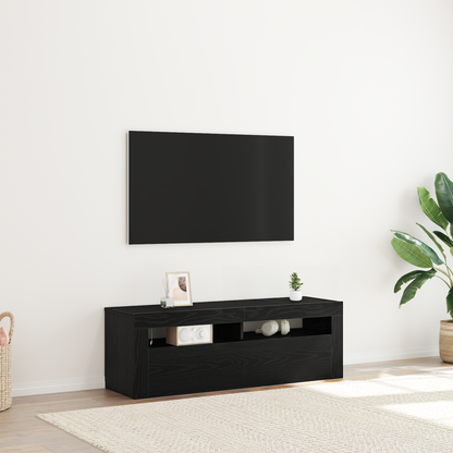 TV Cabinet with LED Black Oak 120 x 35 x 40 cm Engineered Wood