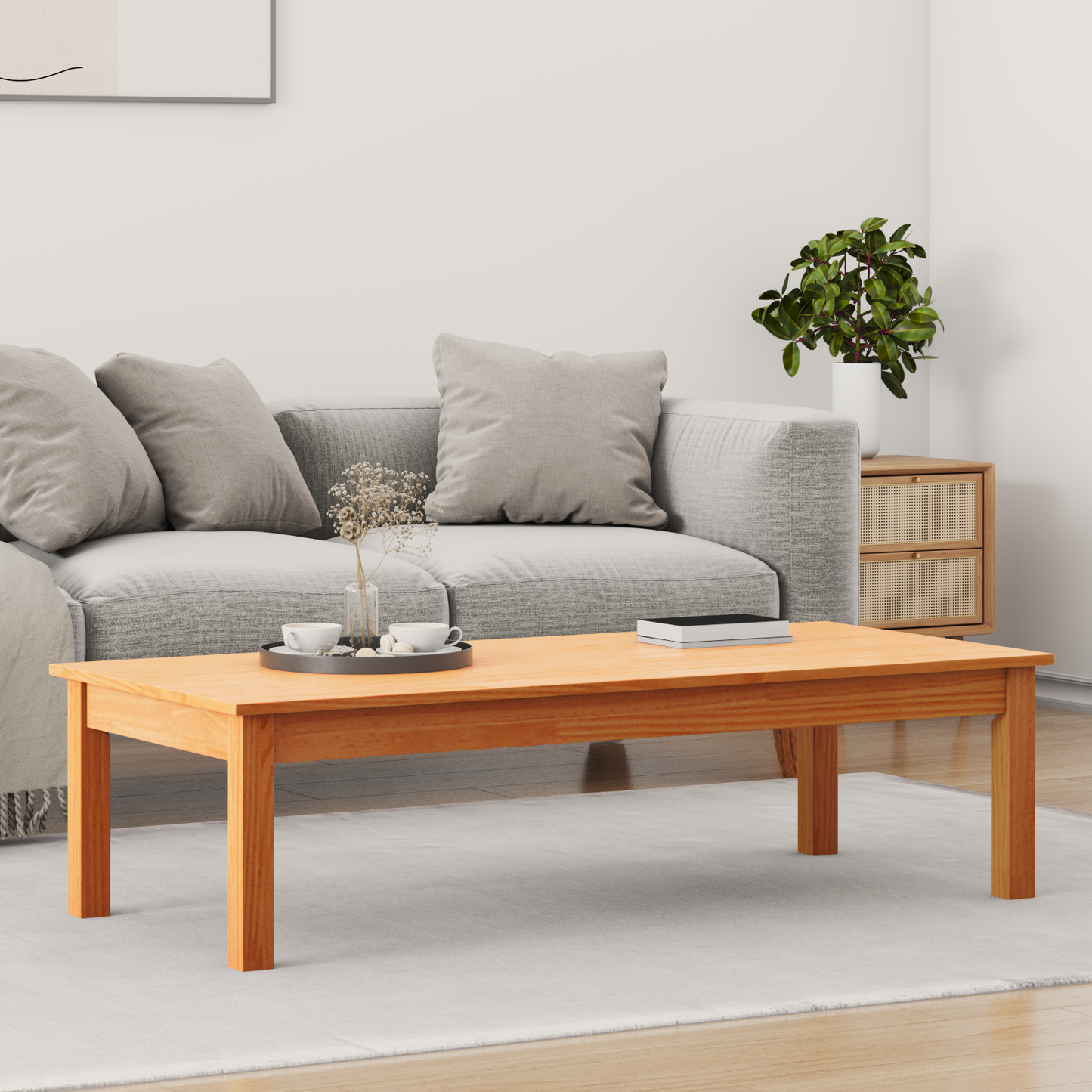 Coffee Table Max Brown 110 x 50 x 30 cm Solid Pine Wood