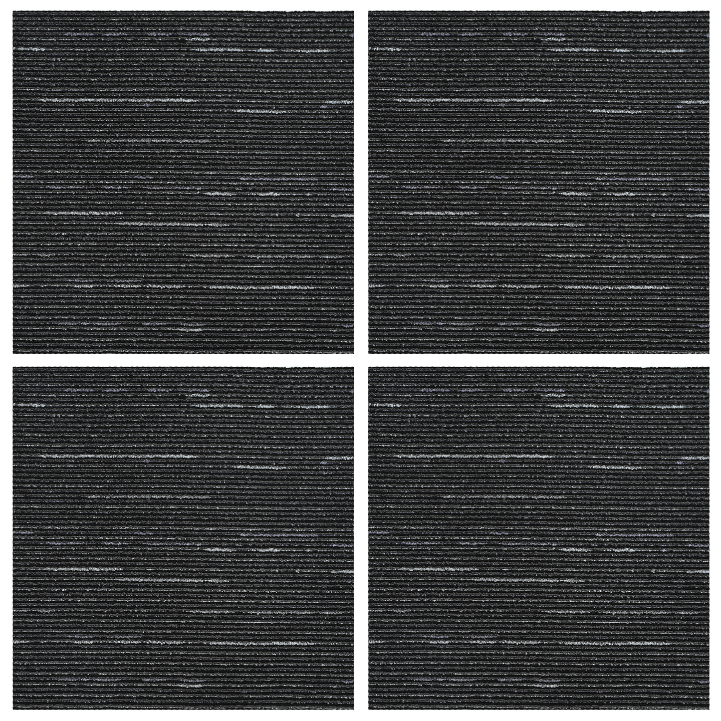 Carpet Tile Striped Black 50 x 50 cm 4 pcs PP and Bitumen