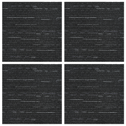 Carpet Tile Striped Black 50 x 50 cm 4 pcs PP and Bitumen