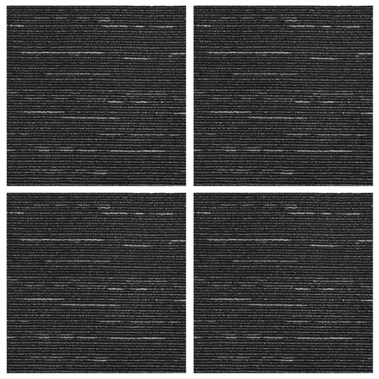 Carpet Tile Striped Black 50 x 50 cm 4 pcs PP and Bitumen