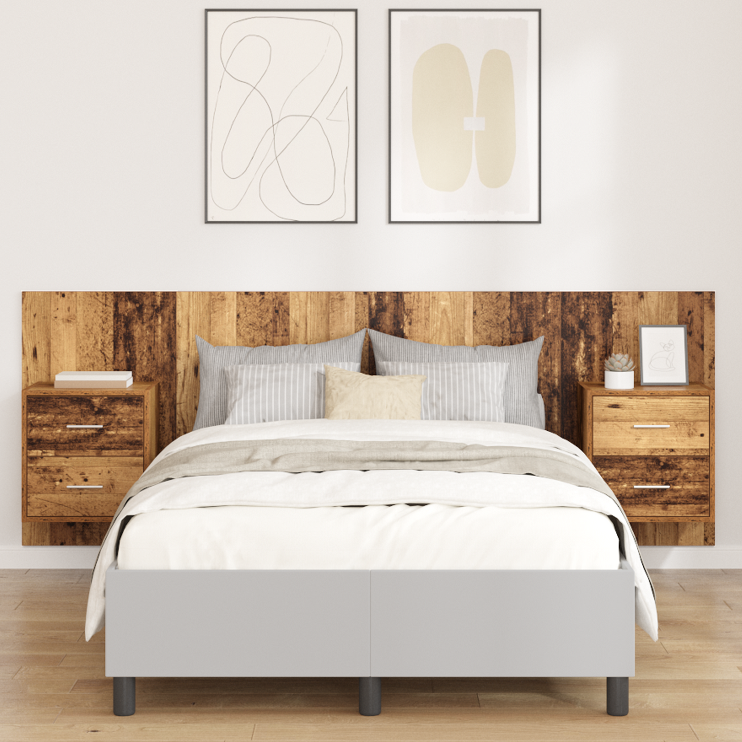 Headboard With Cabinet 3 pcs Old Wood Engineered Wood