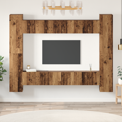 TV Cabinet Set Wall-mounted 10 pcs Old Wood 30.5 x 30 x 90 cm
