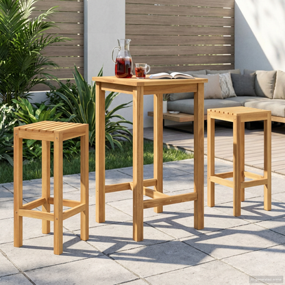 Outdoor Bar Set 3 pcs Untreated Solid Teak Wood