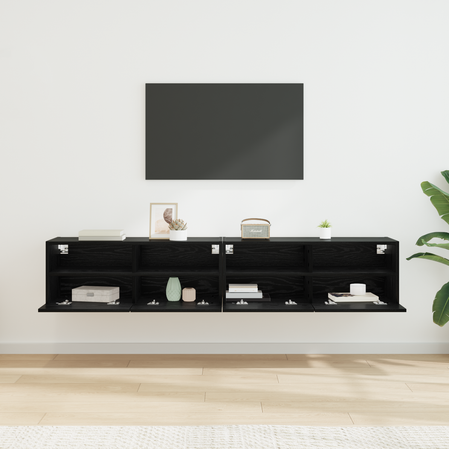TV Wall Cabinets Wall-mounted 2 pcs Black Oak 80 x 30 x 30 cm