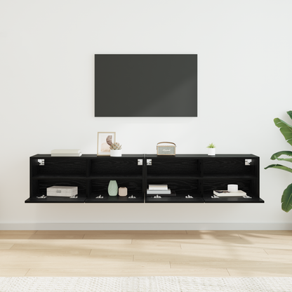 TV Wall Cabinets Wall-mounted 2 pcs Black Oak 80 x 30 x 30 cm