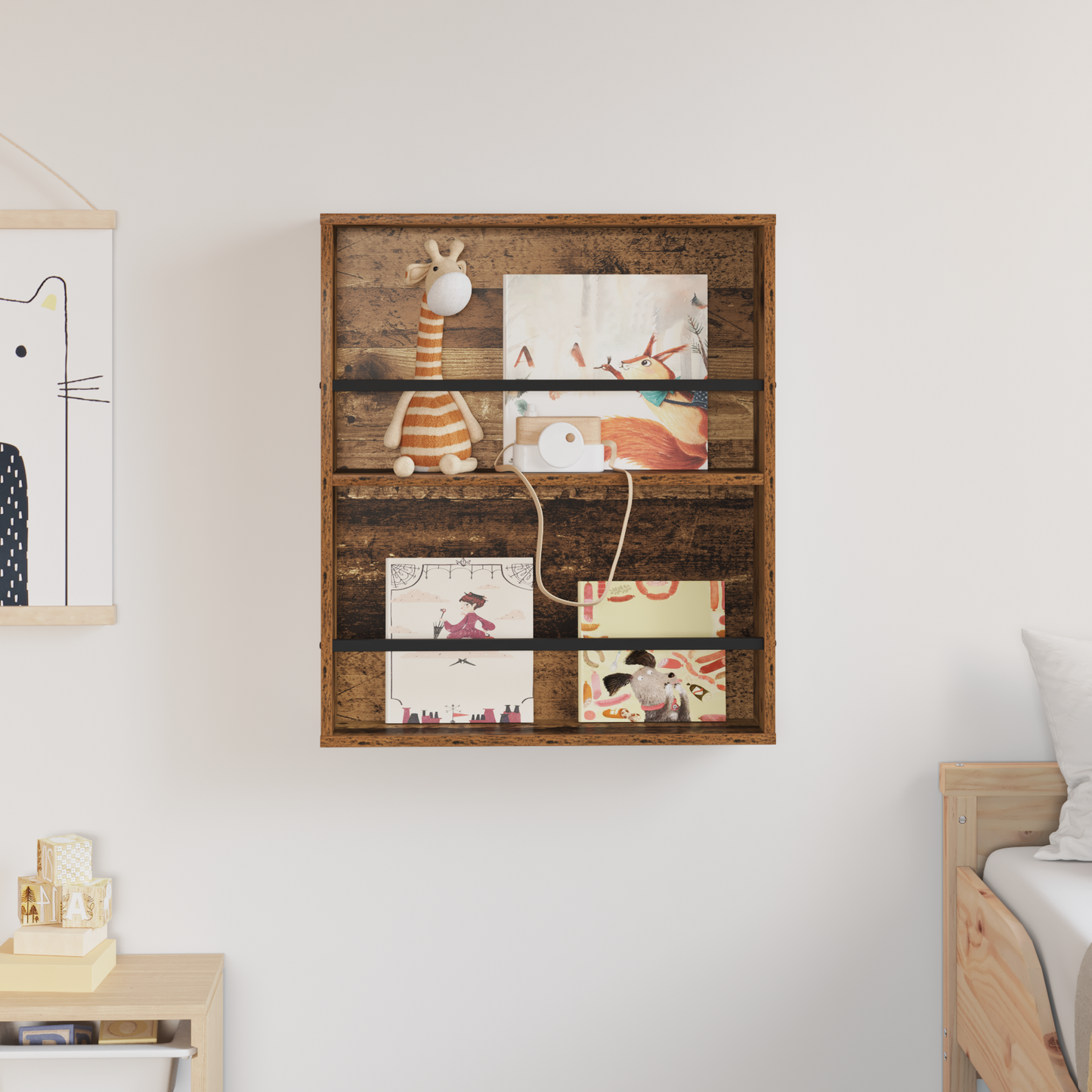 Magazine Rack Old Wood 60 x 12 x 70 cm Engineered Wood