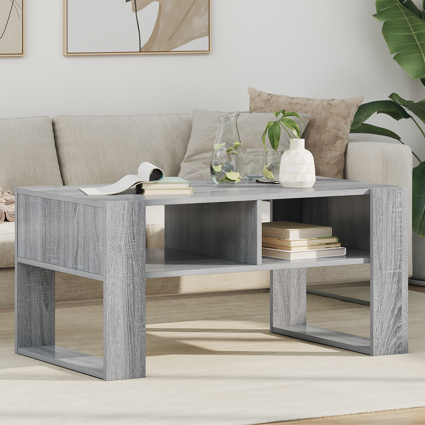 Coffee Table Grey Sonoma 92 x 53 x 45 cm Engineered Wood