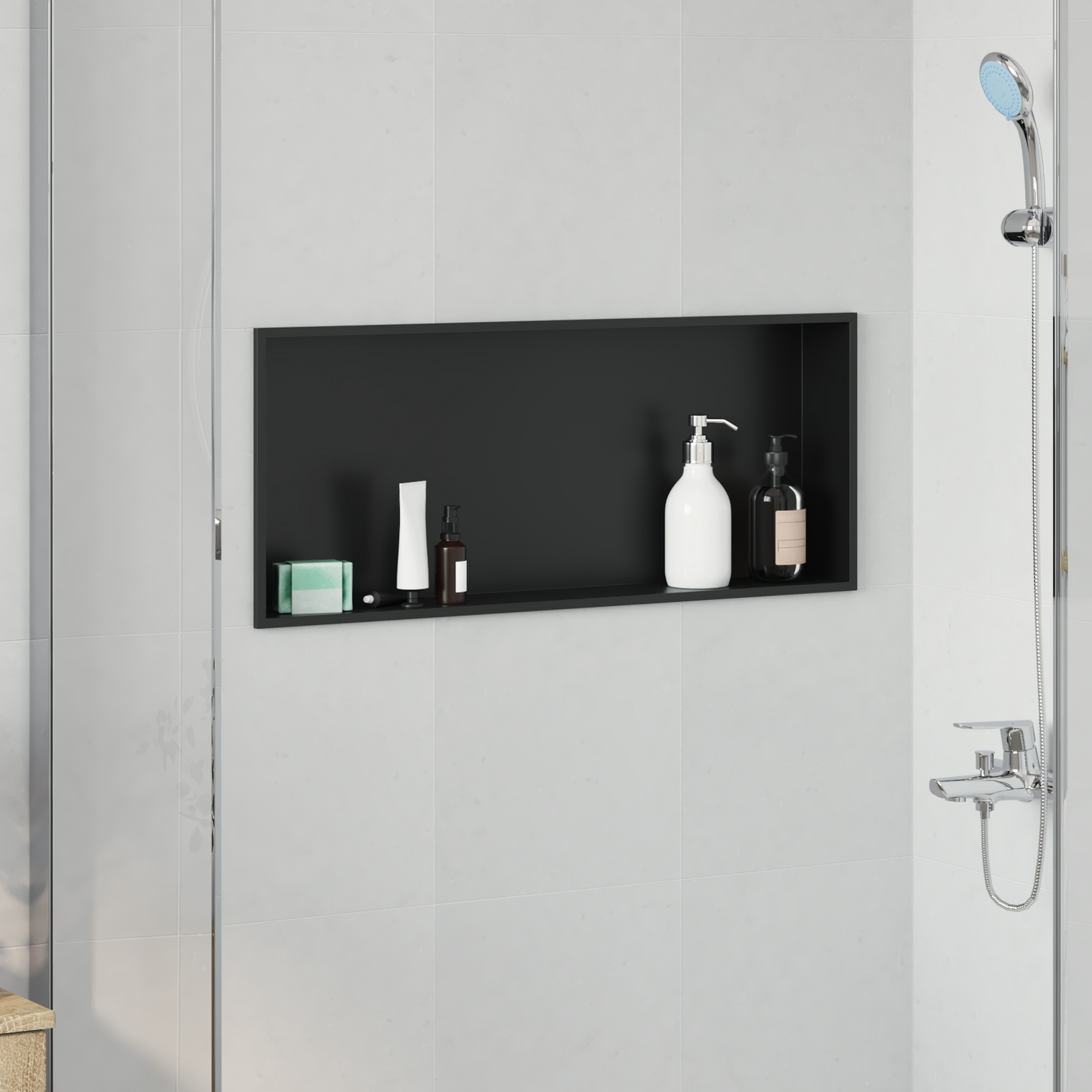 Shower Niche Black 75 x 30 x 9.5 cm Stainless Steel