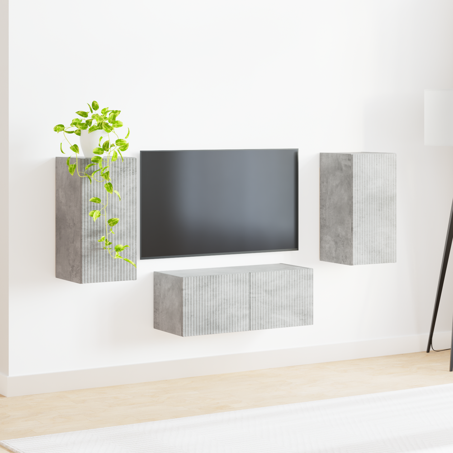 TV Cabinet Set Wall-mounted 6 pcs Concrete Grey Engineered Wood