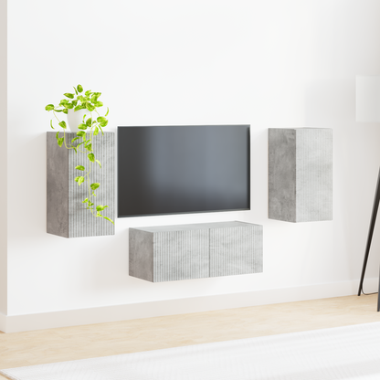 TV Cabinet Set Wall-mounted 6 pcs Concrete Grey Engineered Wood