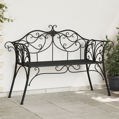 Garden Bench 2-Seater 130 x 47 x 90 cm Steel Black