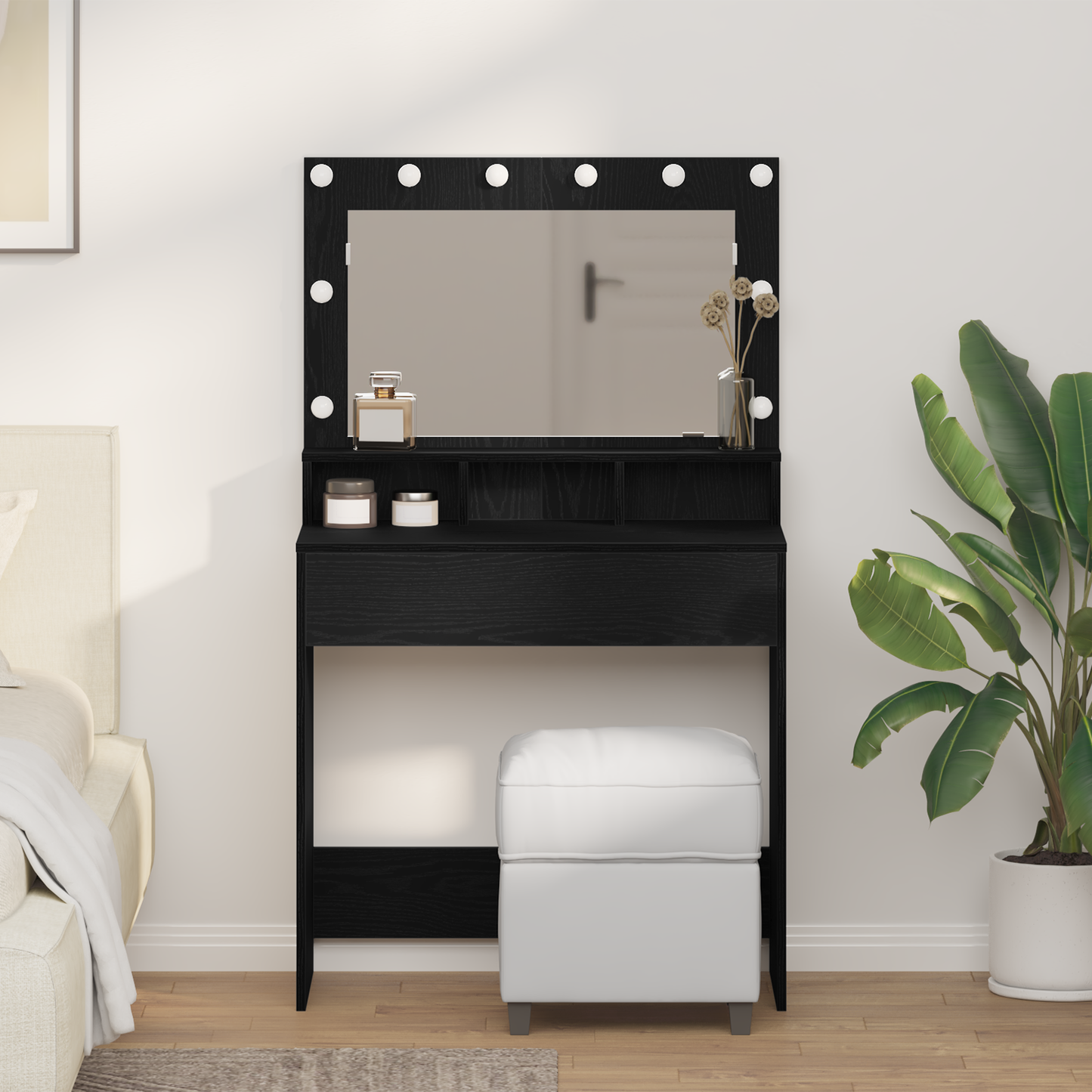 Dressing Table Black Oak 75.5 x 41 x 135 cm Engineered Wood