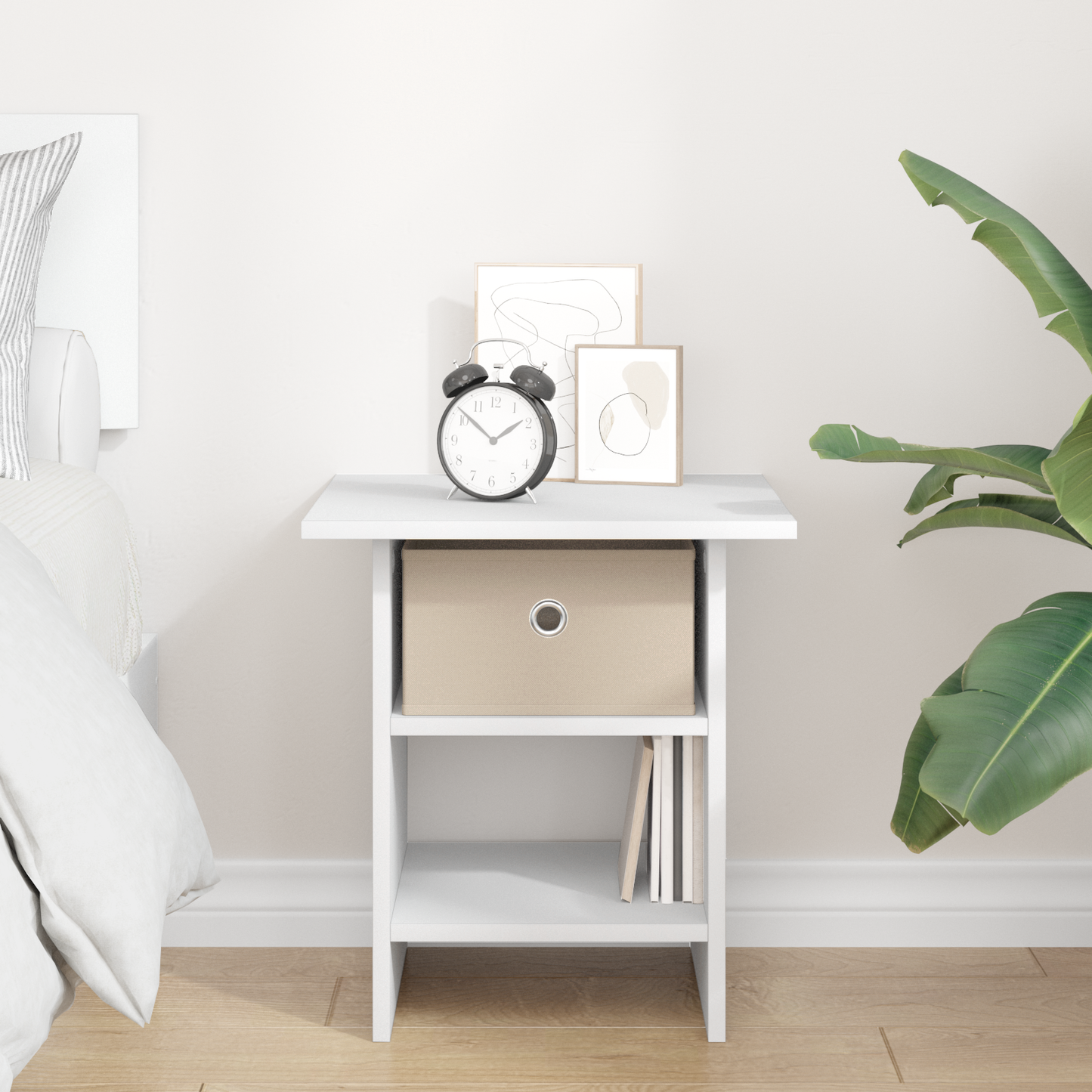 Bedside Table with Drawer White 41 x 40 x 45 cm Engineered Wood