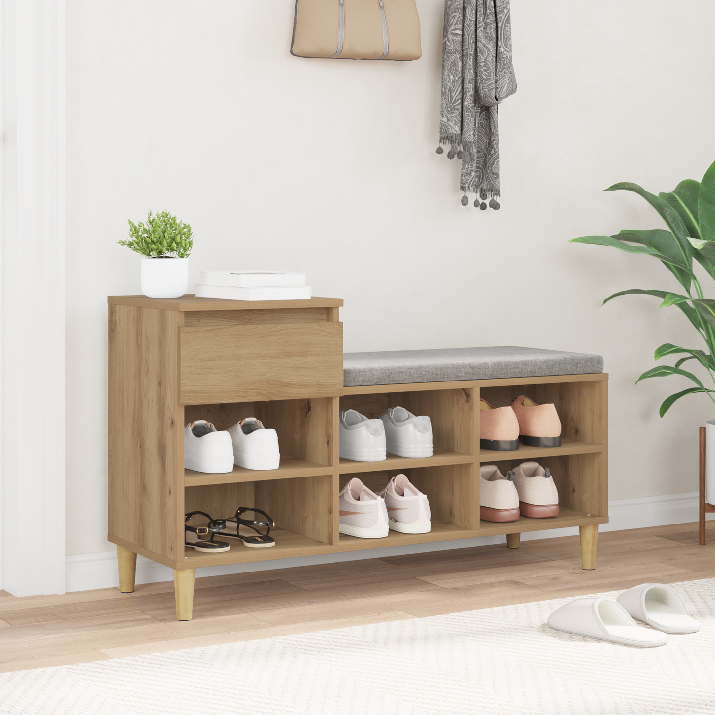 Shoe Cabinet Artisan Oak 102 x 36 x 60 cm Engineered Wood