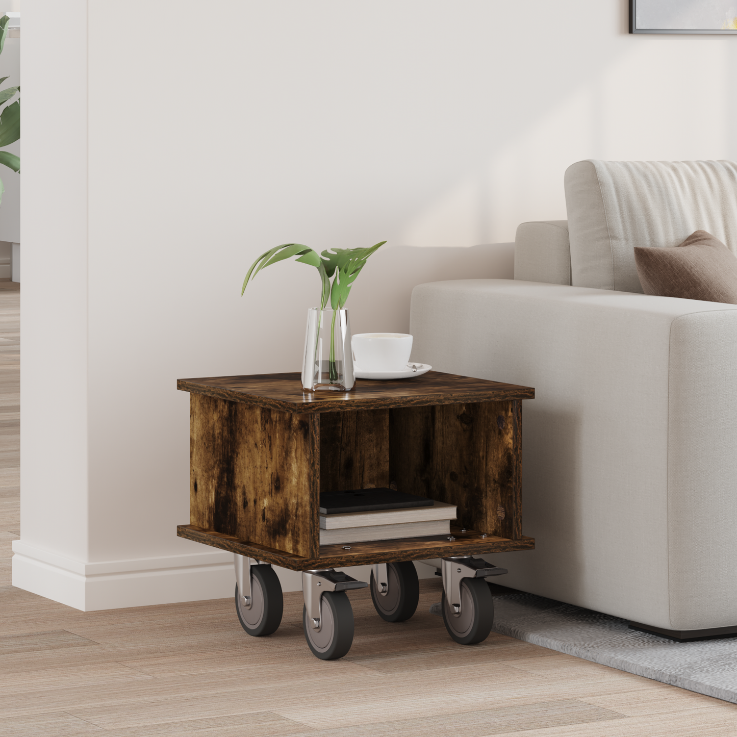 TV Stand Smoked Oak 37 x 35 x 35 cm Engineered Wood