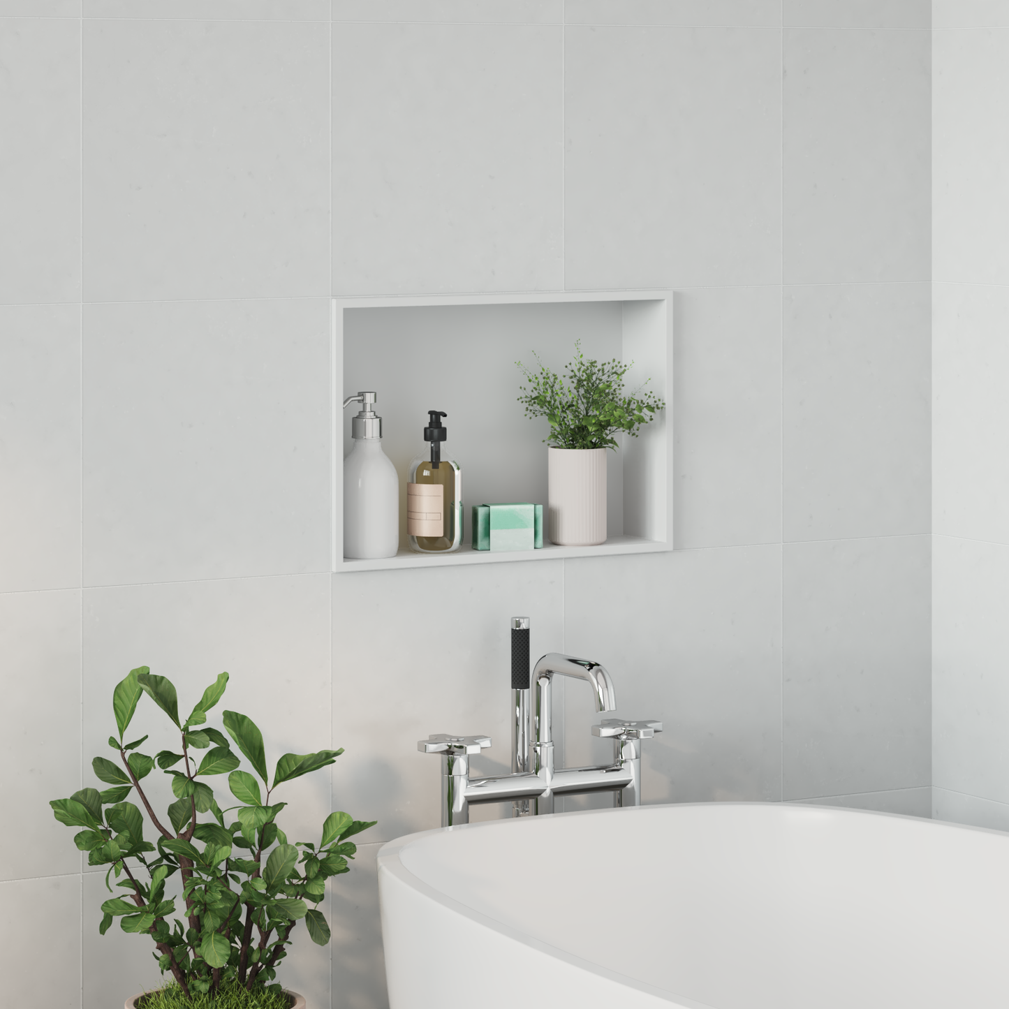 Shower Niche White 45 x 30 x 9.5 cm Stainless Steel