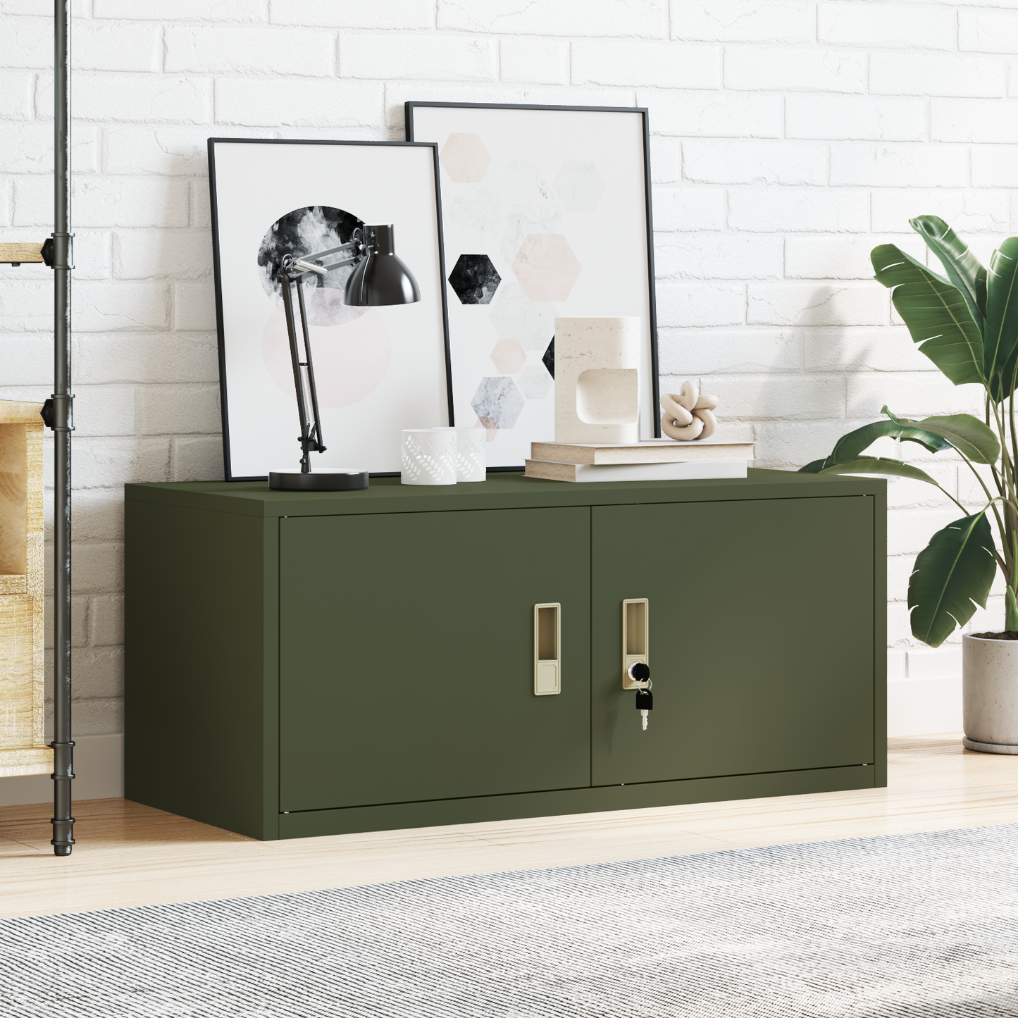 Storage Cabinet Olive Green 90 x 40 x 40 cm Steel