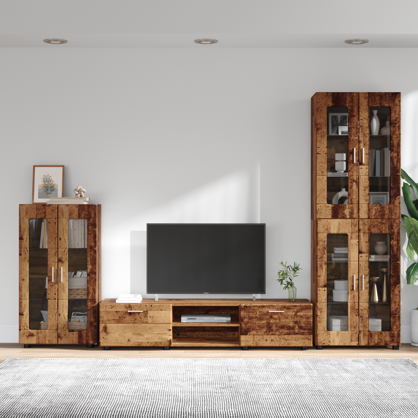 TV Cabinet Set with Shelf FLORIN 3 pcs Old Wood Engineered Wood