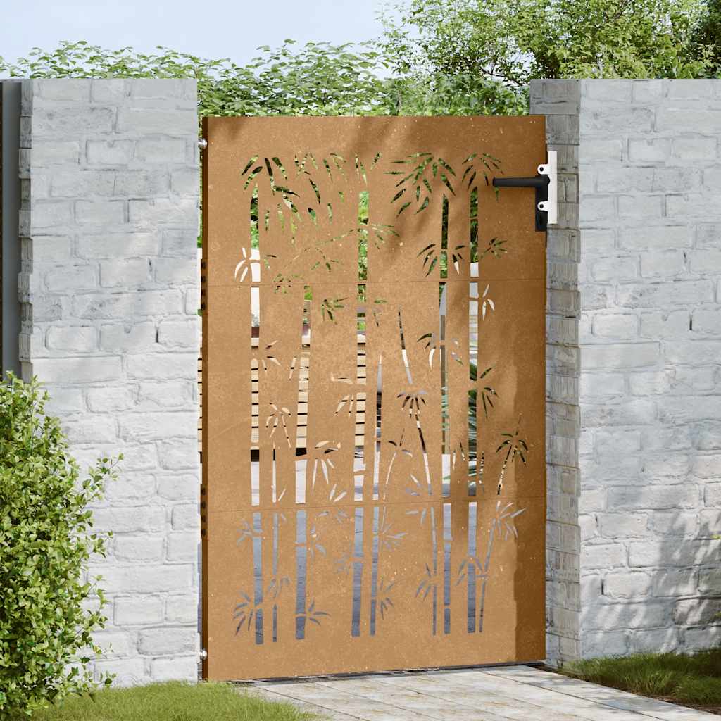 Garden Gate 85x150 cm Corten Steel Bamboo Design