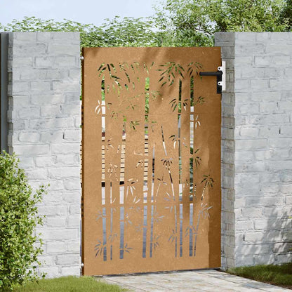 Garden Gate 85x150 cm Corten Steel Bamboo Design