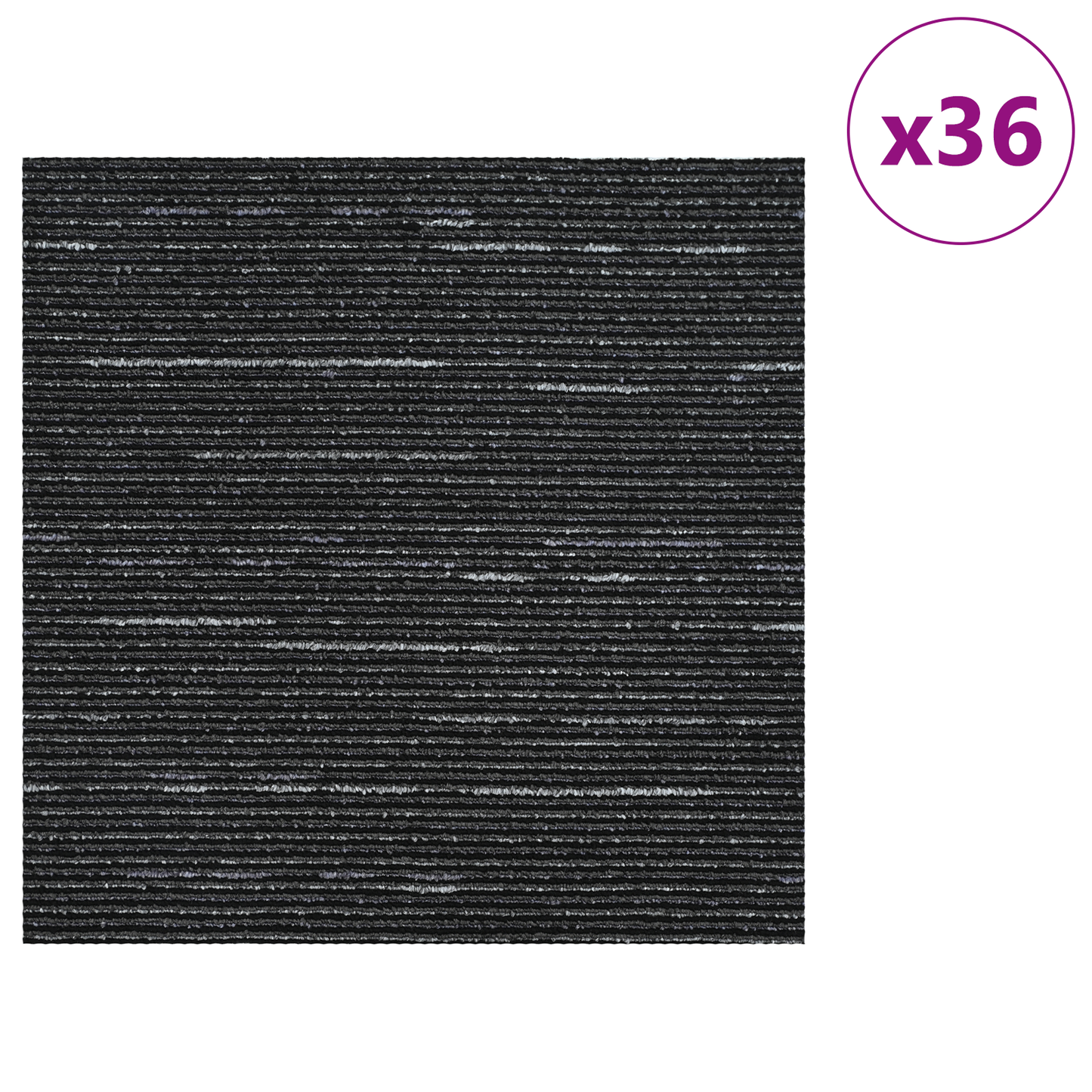 Carpet Tile Striped Black 50 x 50 cm 36 pcs PP and Bitumen