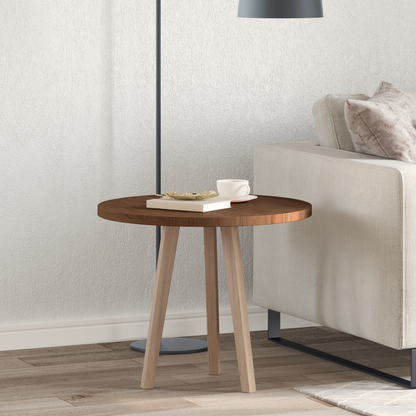 Table Top Dark Brown Ø 60 x 2.5 cm Solid Oak Wood