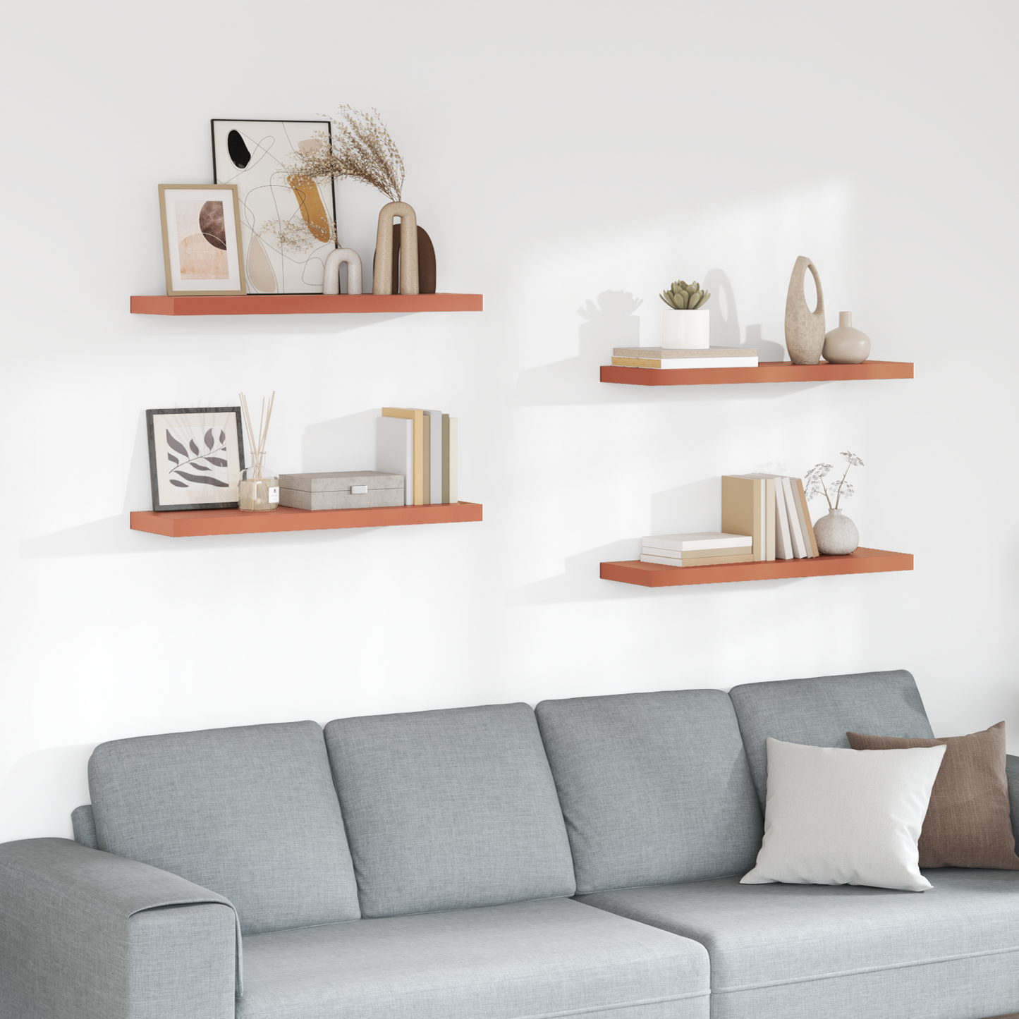 Wall Shelf 4 pcs Red 80 x 23.5 x 4 cm Engineered Wood
