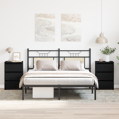 Bedside Cabinet with Drawer 2 pcs Black Oak 40 x 35 x 62.5 cm