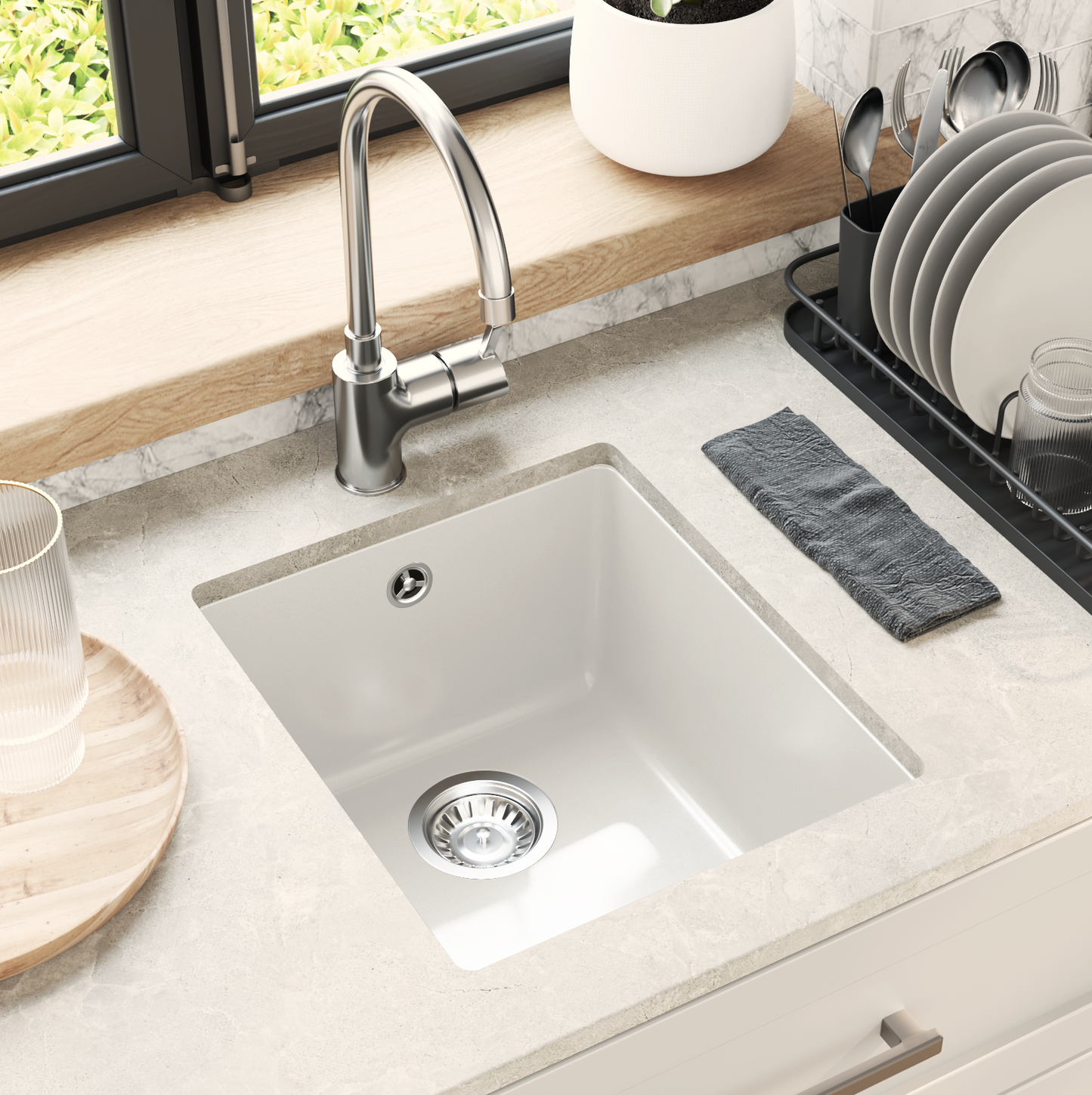 Sink White 370 x 460 mm 80% Quartz and 20% Resin