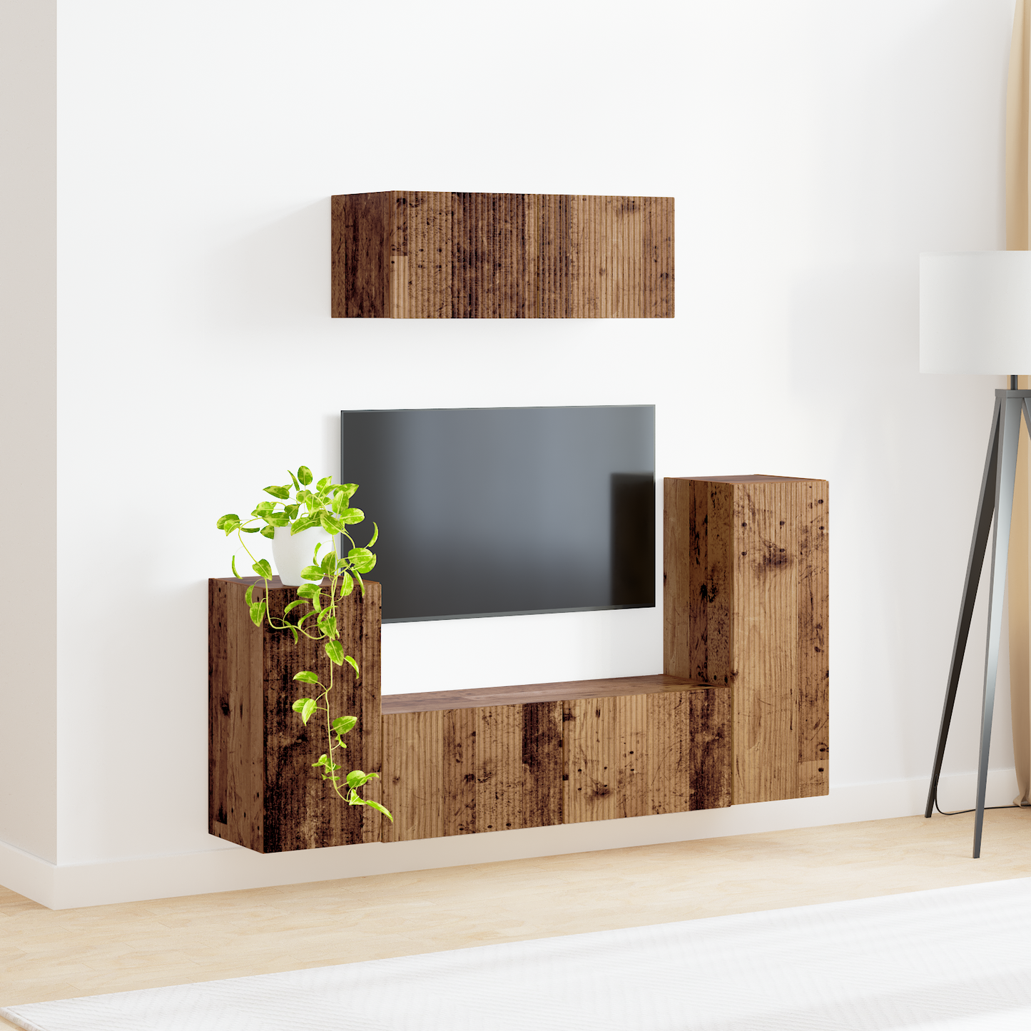 TV Cabinet Set 4 pcs Old Wood Engineered Wood