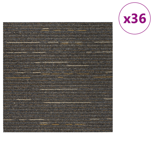 Carpet Tile Striped Light Brown 50 x 50 cm 36 pcs